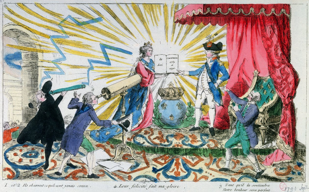 Allegori om aksept av grunnloven av kong Louis XVI (1754-93), 1791 av French School
