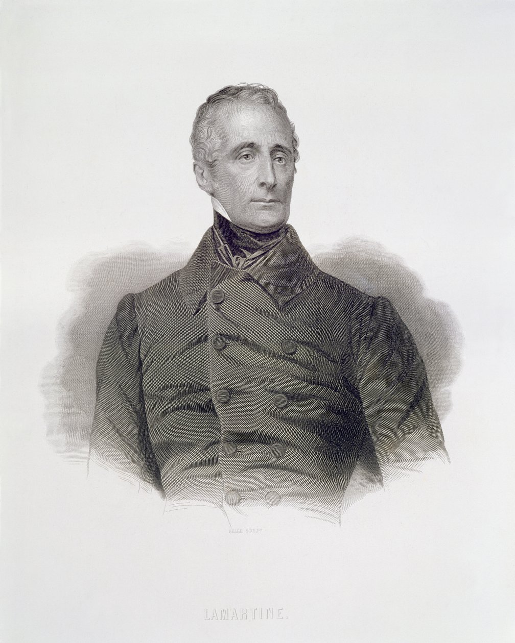 Alphonse de Lamartine, gravert av Pierre Pelee (1801-71) av French School