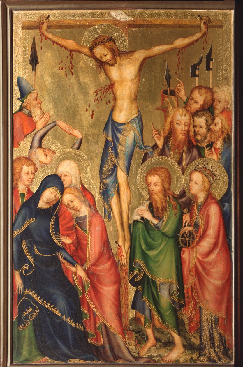 Altarolo del Bargello: korsfestelse - (diptyk av Bargello, korsfestelse) Anonymt maleri av den franske skolen på 1300-tallet (fransk skole, XIV århundre) Firenze, Museo Nazionale del Bargello av French School