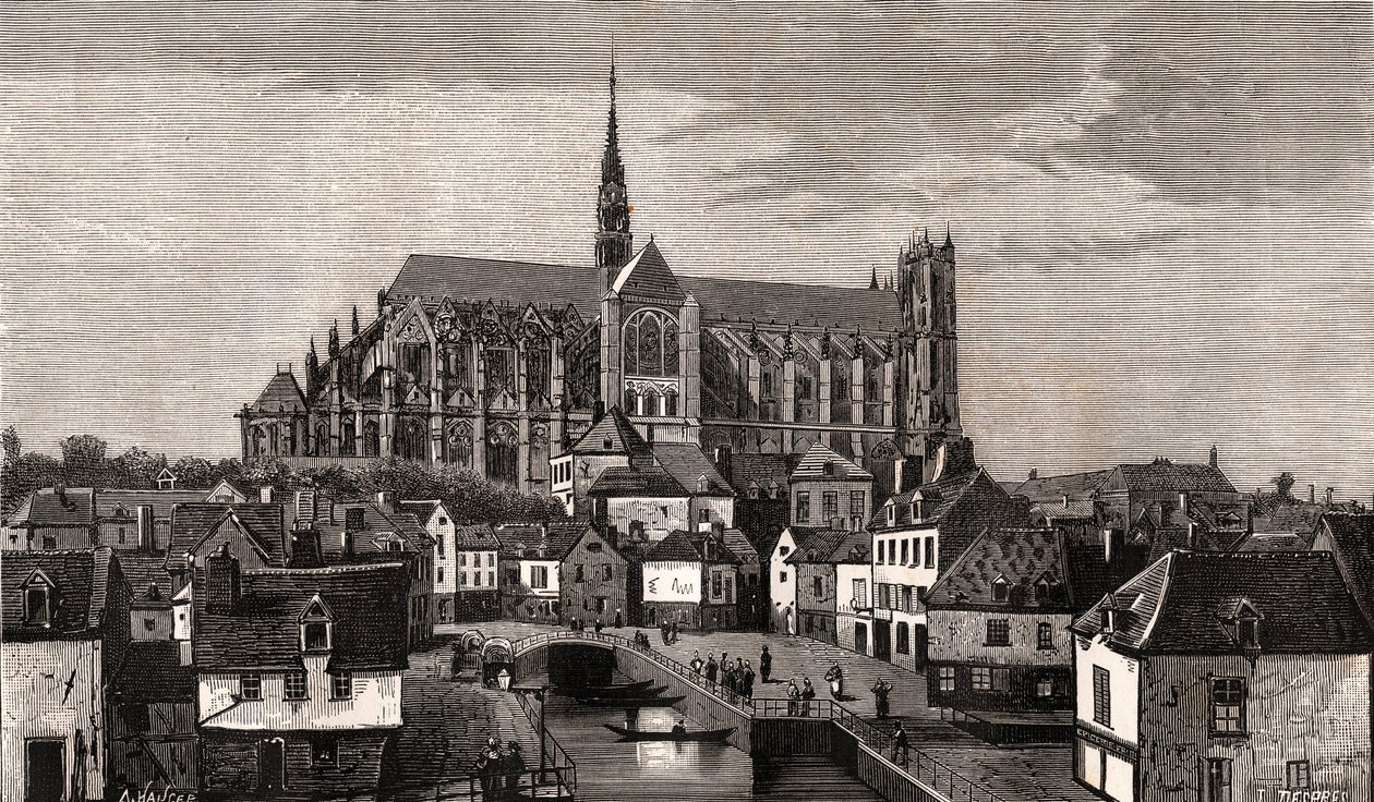 Amiens - Nord-Pas-de-Calais-Picardie - gravering i "La France illustrée: geografi, historie, statistisk administrasjon" av V.A. Malt-Brown. 1884 av French School