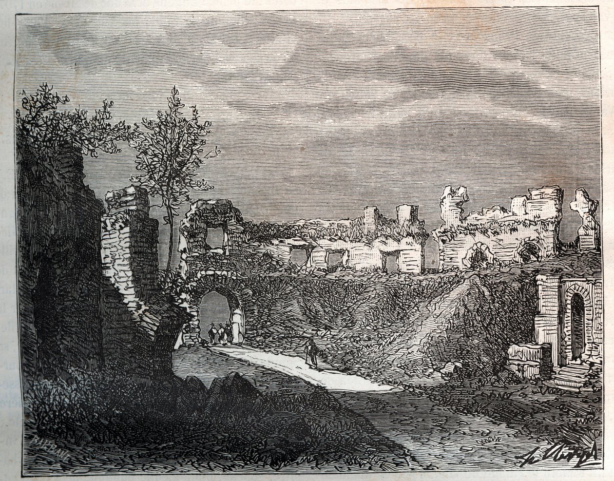 Amphitheatre of Frejus - gravering i "La France illustrée: geografi, historie, statistisk administrasjon" av VA Malt-Brown. 1884 av French School