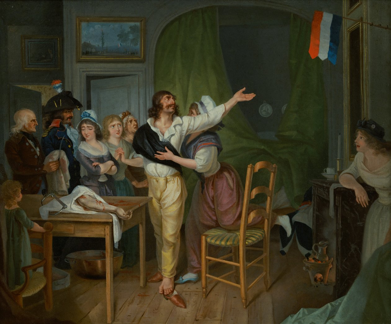 En amputerts hengivenhet til hjemlandet (olje på lerret) av French School