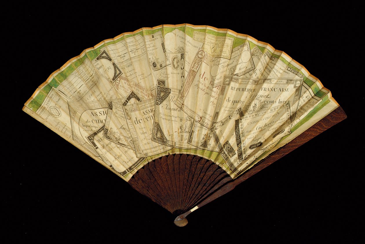 En Assignat-vifte, ca. 1796 (papir og tre) av French School