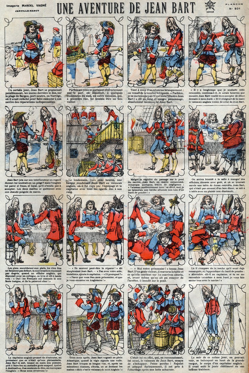 Et eventyr av Jean Bart (1650 - 1702), fransk kaper. Epinal avbildning fra slutten av 1800-tallet. av French School