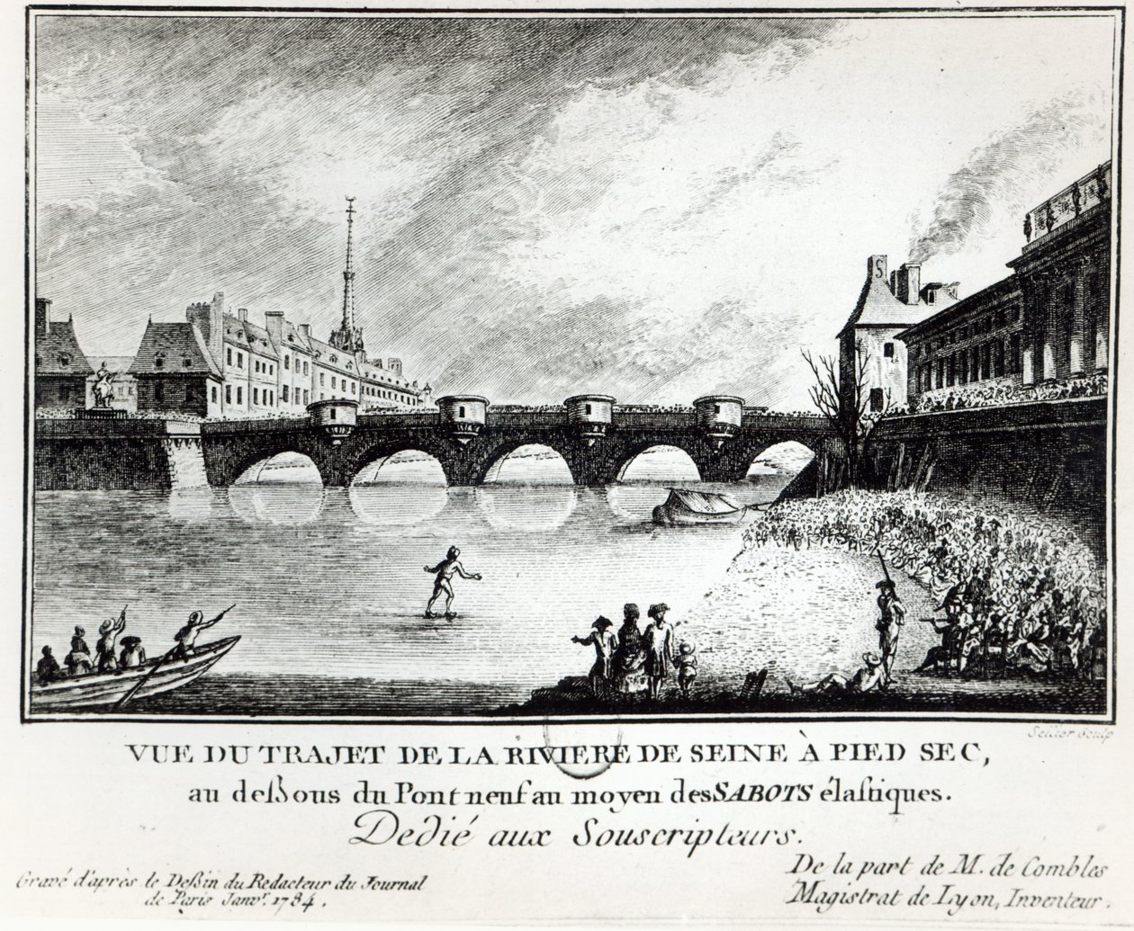 Et forsøk på å gå over Seinen, 1784 av French School