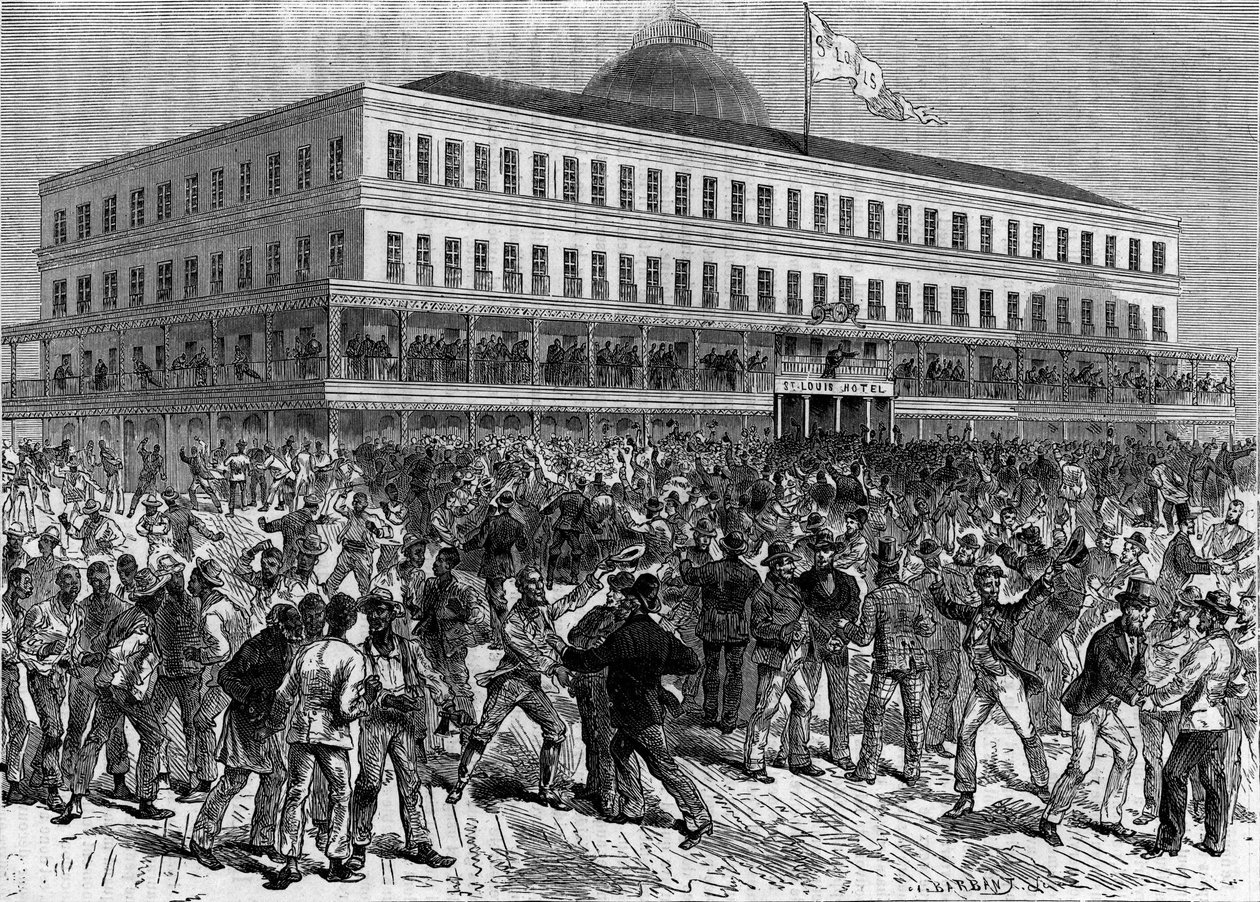 An election day in New Orleans (New Orleans), United States (United States). Engraving in “” Le Journal de la jeunesse”” av French School