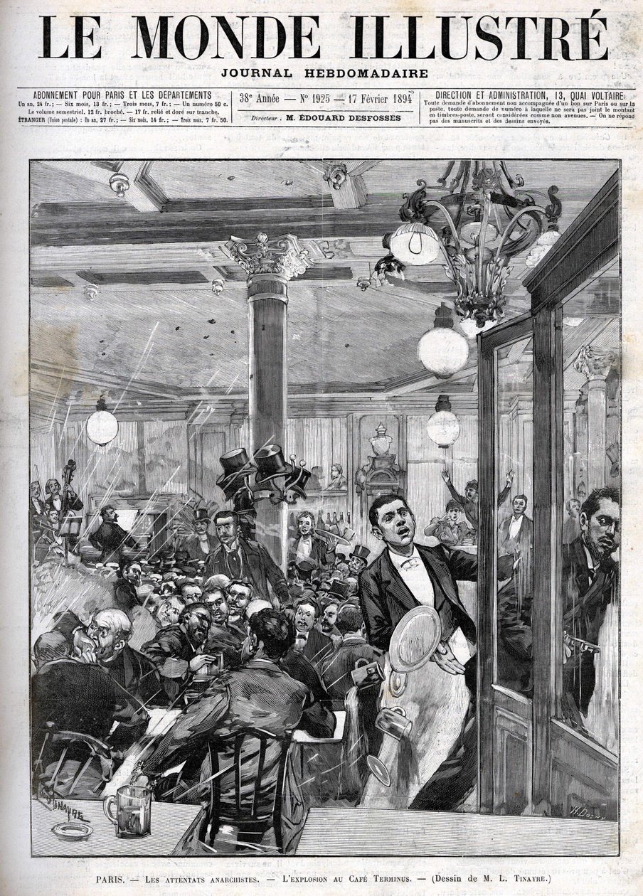 Anarkistiske angrep i Paris i februar 1894. Eksplosjonen på Terminus Cafe. «Den illustrerte verden» av 17. februar av French School