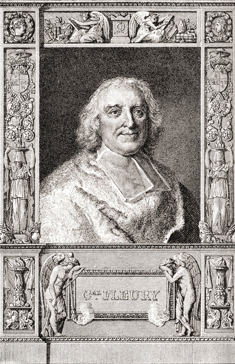 André-Hercule de Fleury, biskop av Fréjus, 1653 1743. Fransk kardinal og sjefsminister for Ludvig XV. Fra Les Heures Libres utgitt 1908. av French School