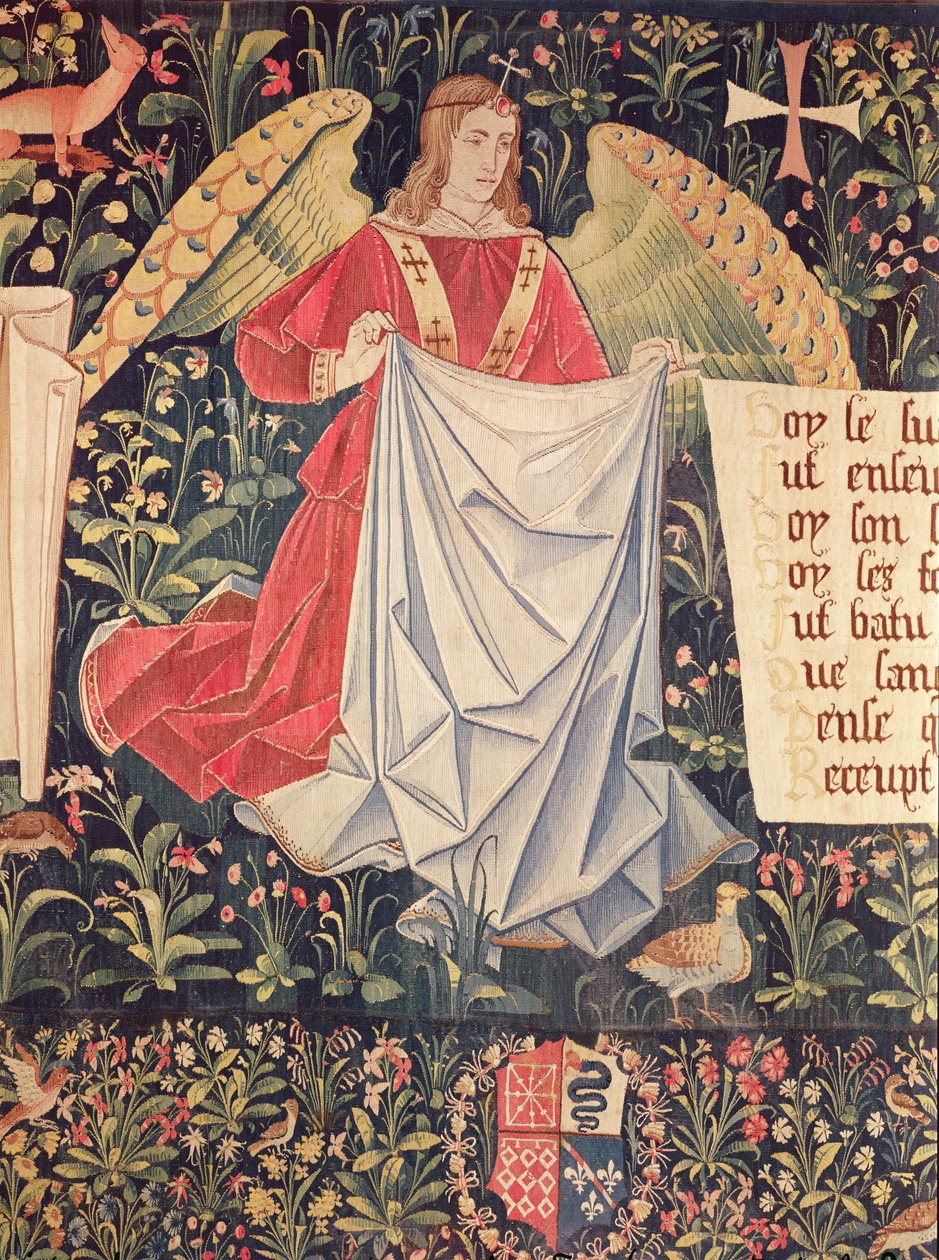 Engel som holder likkledet, detalj fra The Angels Bearing Instruments of the Passion av French School