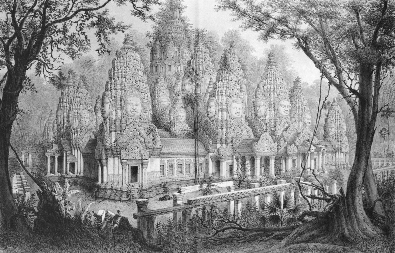 Angkor, Bayon Ruins, illustrasjon fra Atlas du voyage d