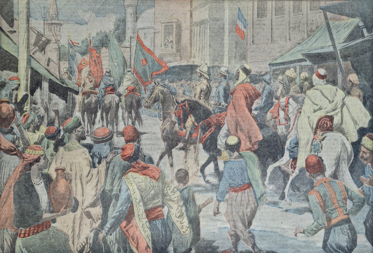 Anglo-arabiske tropper kommer inn i Damaskus i 1918, fra Le Pelerin av French School