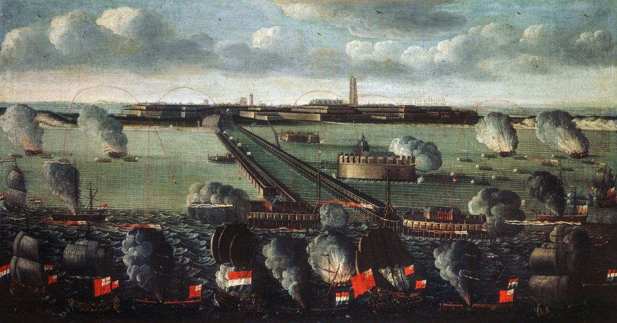 Anglo-nederlandsk flåte bombarderte Dunkirk i 1695 av French School