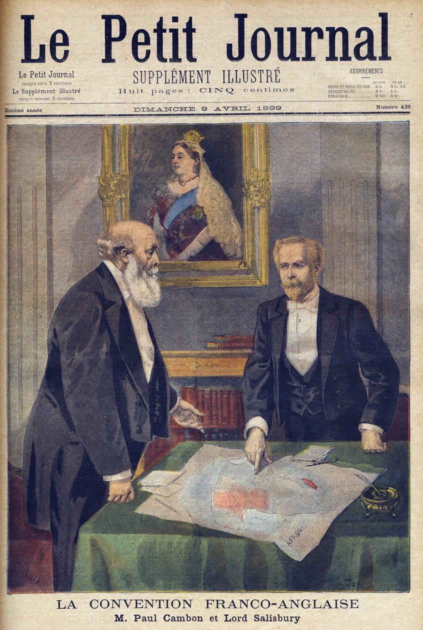 Anglo-fransk konvensjon signert i London av Paul Cambon (1843-1924) og Lord Salisbury (1830-1904) fra 