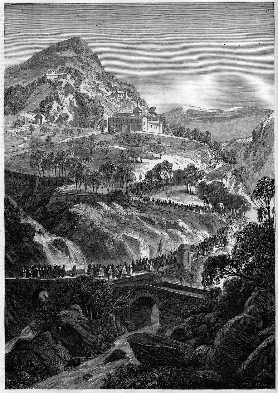 Årlig pelerinage 21. mars ved klosteret St. Benoit på Mount Caro, Italia av French School