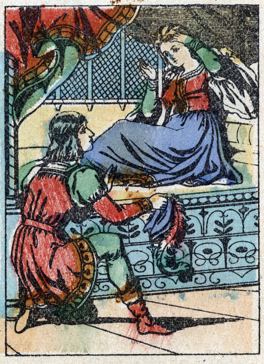 Anonym illustrasjon for "La belle au bois dormant", fortelling av Charles Perrault (1628-1703), fransk forfatter. Tregravering av Imaging Pellerin - Epinal, sd. Sent på 1800-tallet. av French School