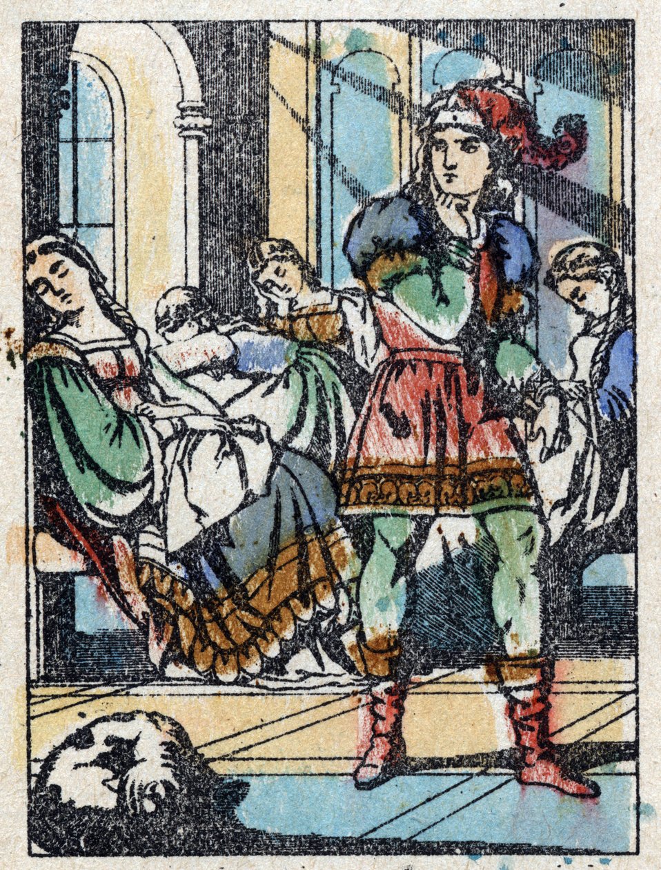 Anonymous illustration for “La belle au bois dormant”, tale by Charles Perrault (1628-1703), French writer. Wood engraving of Imaging Pellerin - Epinal, sd. Late 19th century. av French School