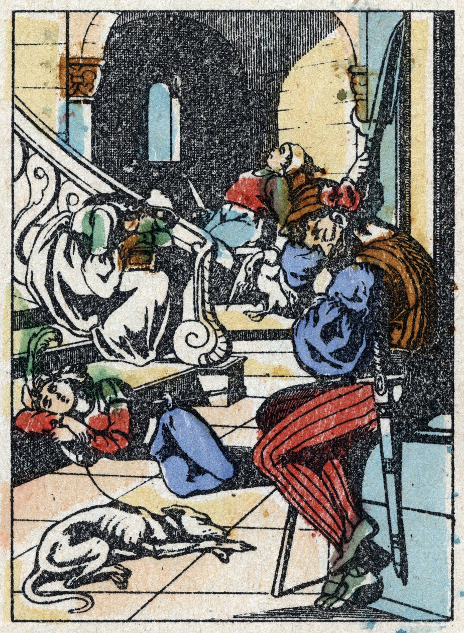 Anonymous illustration for “La belle au bois dormant”, tale by Charles Perrault (1628-1703), French writer. Wood engraving of Imaging Pellerin - Epinal, sd. Late 19th century. av French School