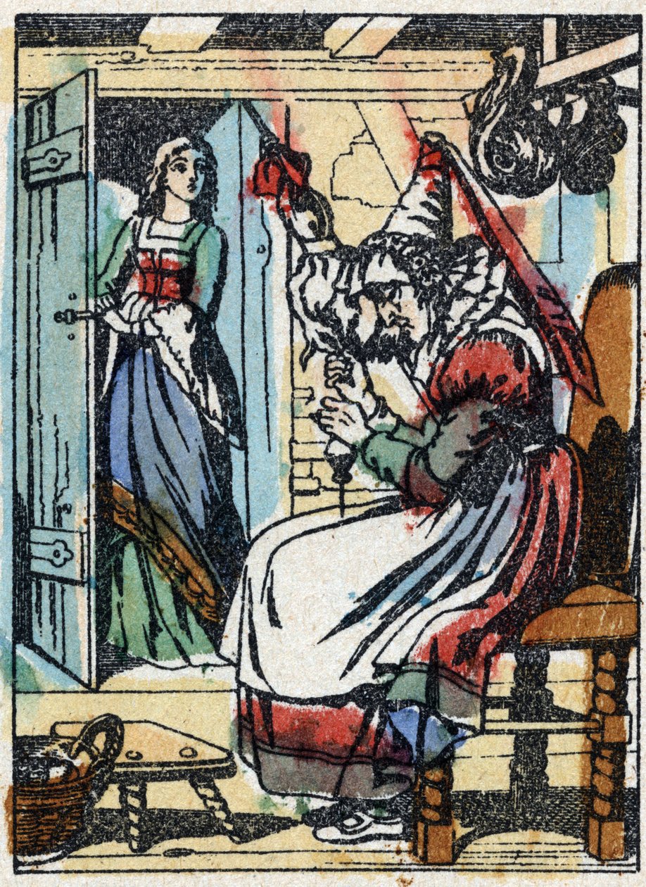 Anonymous illustration for “La belle au bois dormant”, tale by Charles Perrault (1628-1703), French writer. Wood engraving of Imaging Pellerin - Epinal, sd. Late 19th century. av French School