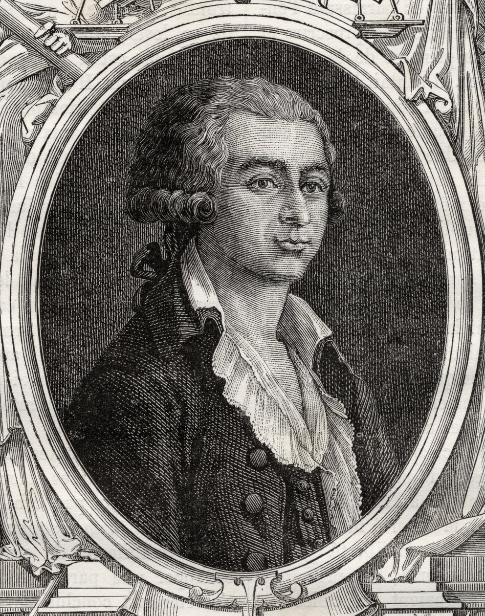Antoine-Joseph Gorsas (1752-93) fra 'Histoire de la Revolution Francaise' av Louis Blanc (1811-82) (gravering) av French School