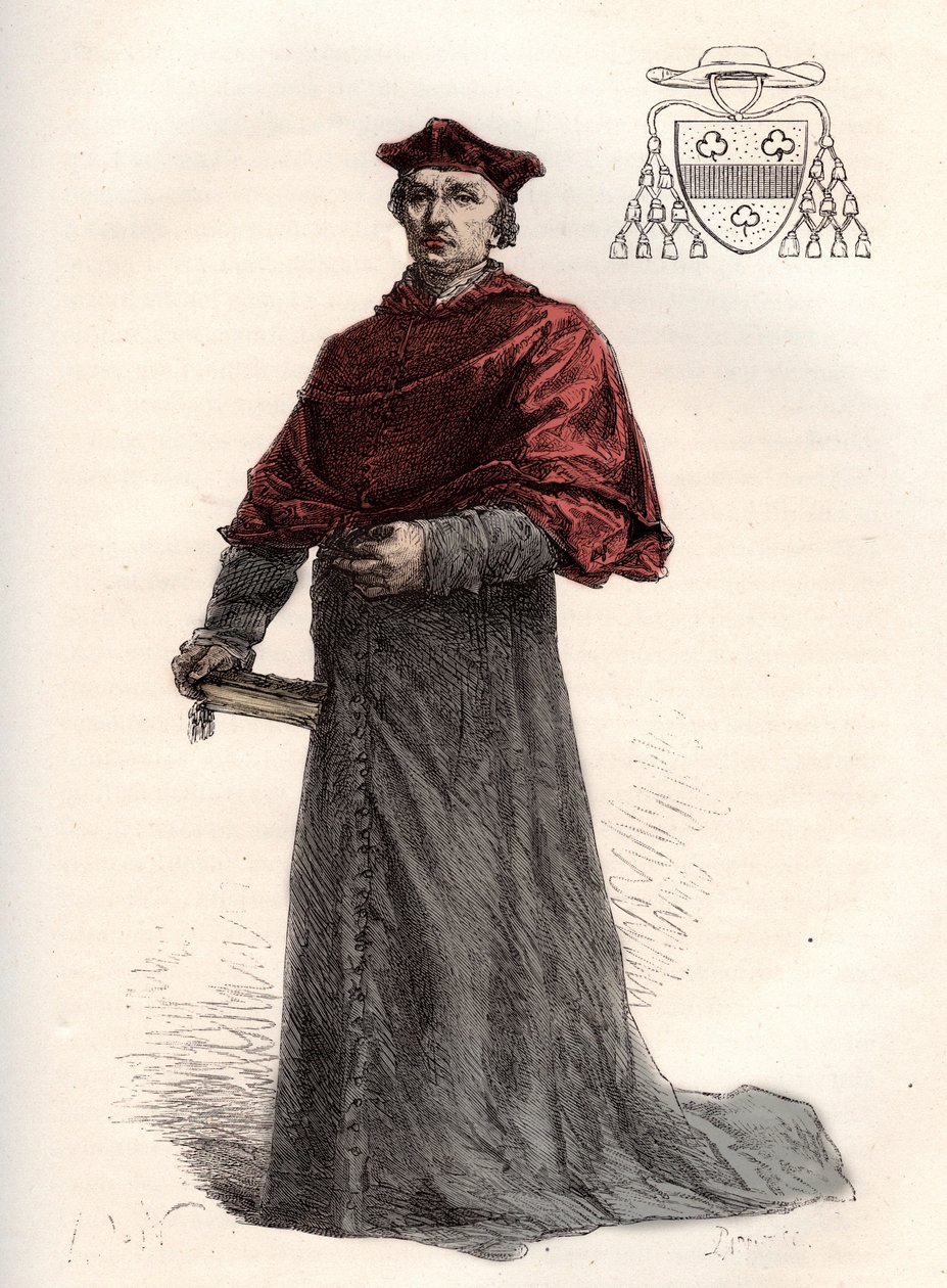 Antoine Duprat, kardinal legate francais (1463-1535) - Kardinal Antoine Duprat (1463-1535) - gravering fra "" Frankrikes historie fortalt til mine barnebarn"" - av Francois Guizot - 1872-1876 av French School