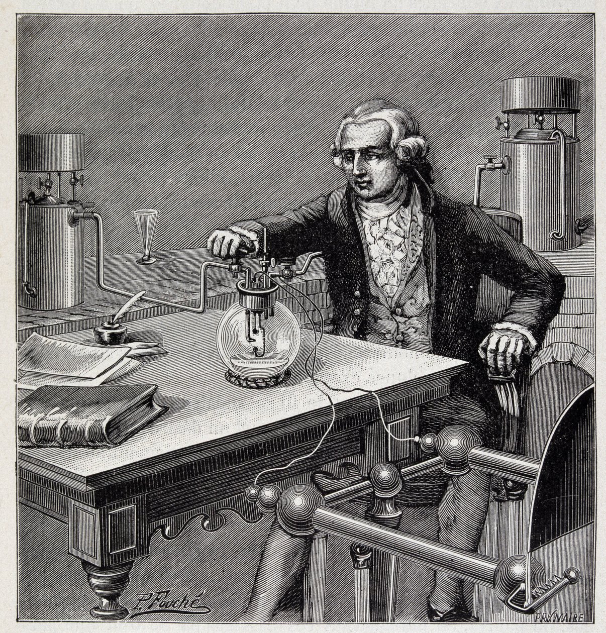 Antoine Laurent de Lavoisier (1743-1794) leder et eksperiment - i "Popular Physics" av Emile Desbeaux av French School
