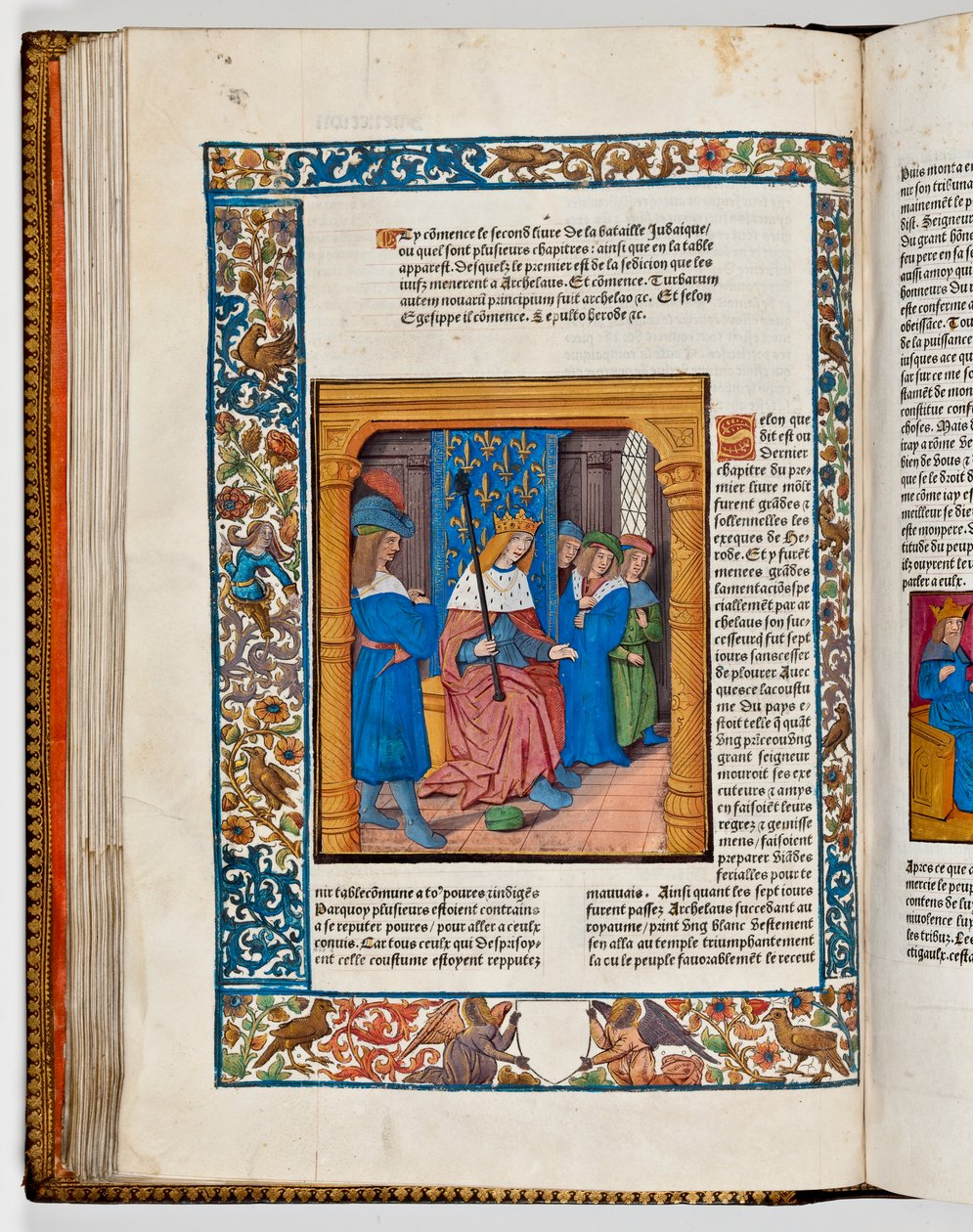 Archelaus on the throne after the death of his father Herod the Great, 4 BC (hand-coloured print) av French School