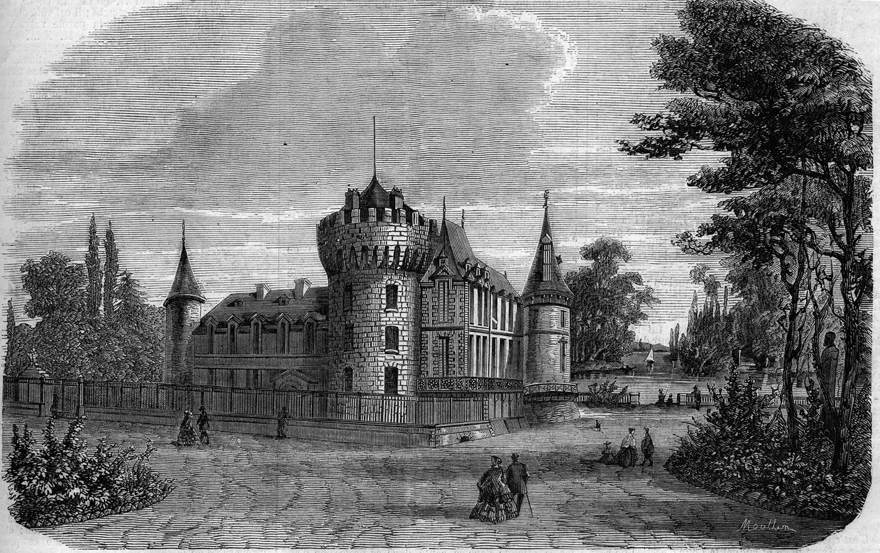 Arkitektur: utvendig utsikt over slottet Rambouillet (1300-1400-tallet, gjenbemannet i løpet av århundret) av French School