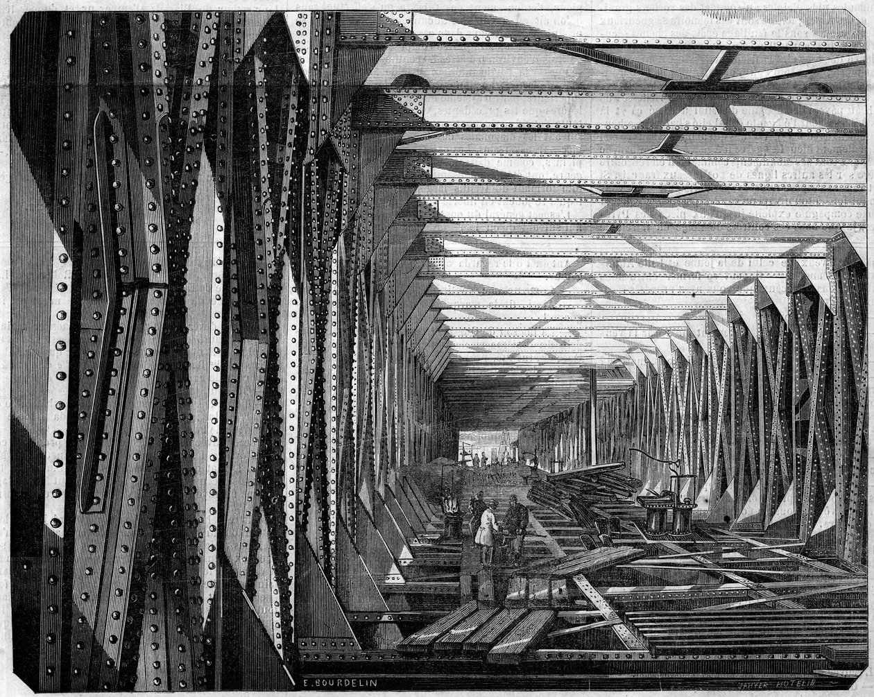 Arkitektur: innvendig utsikt over Metallic Bridge of Bordeaux, Gironde (33) av French School