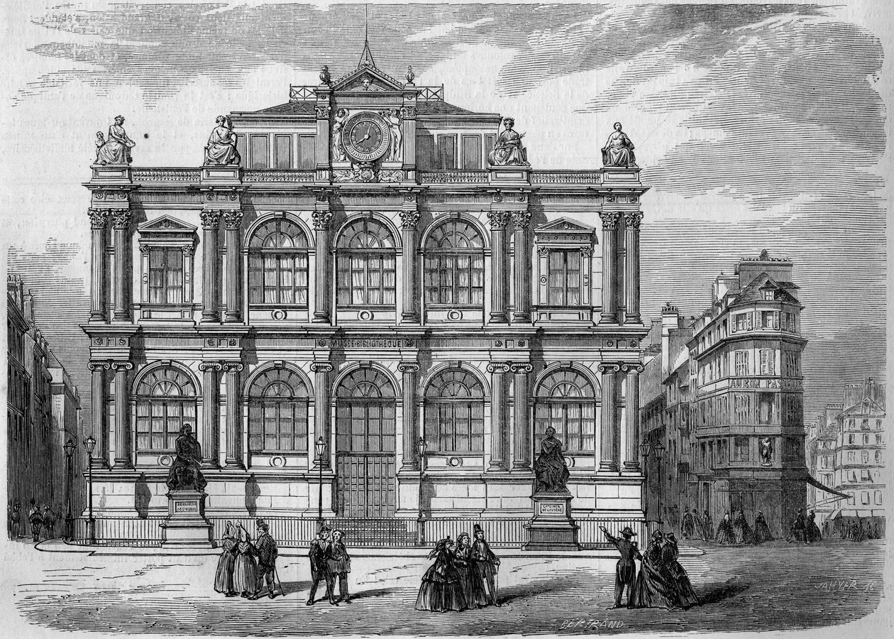 Arkitektur: utsikt over fasaden til Musee Bibliotheque (innviet i 1847) av byen Le Havre (Seine Maritime, 76). Gravering i "" Le Monde Illustré"" nr. 27 av 17. oktober 1857. av French School