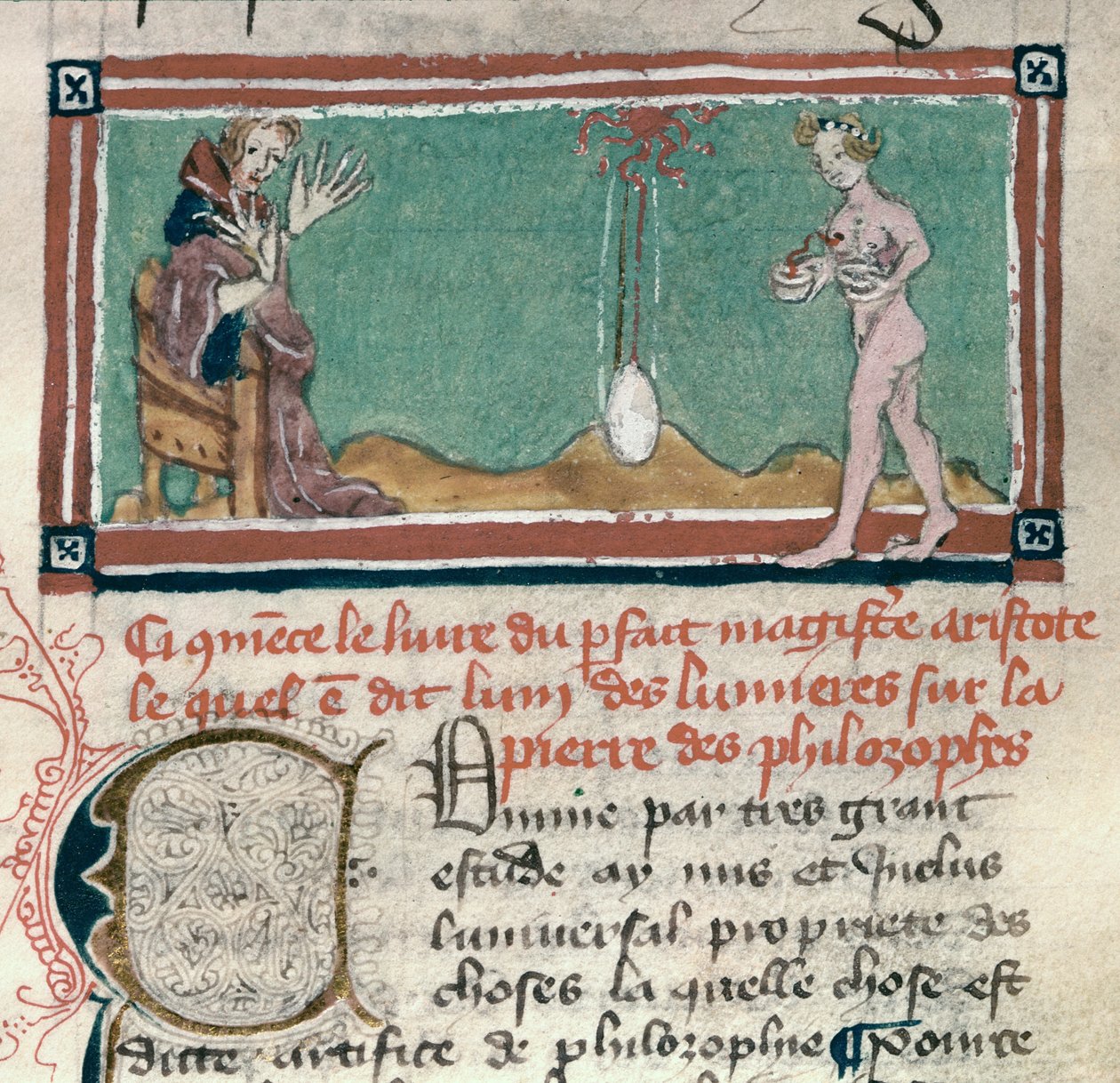 Aristoteles (384-322 f.Kr.) og de vises stein, fra en samling okkulte tekster av French School