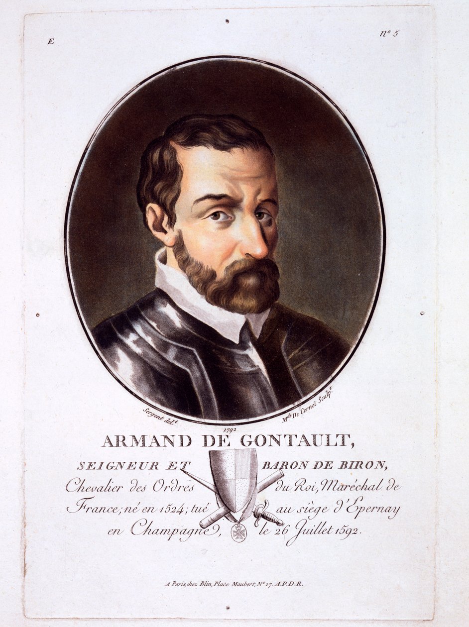 Armand de Gontaut, fra Portraits of Great Men, Illustrious Women, and Memorable Subjects of France, publisert 1787-92 av French School