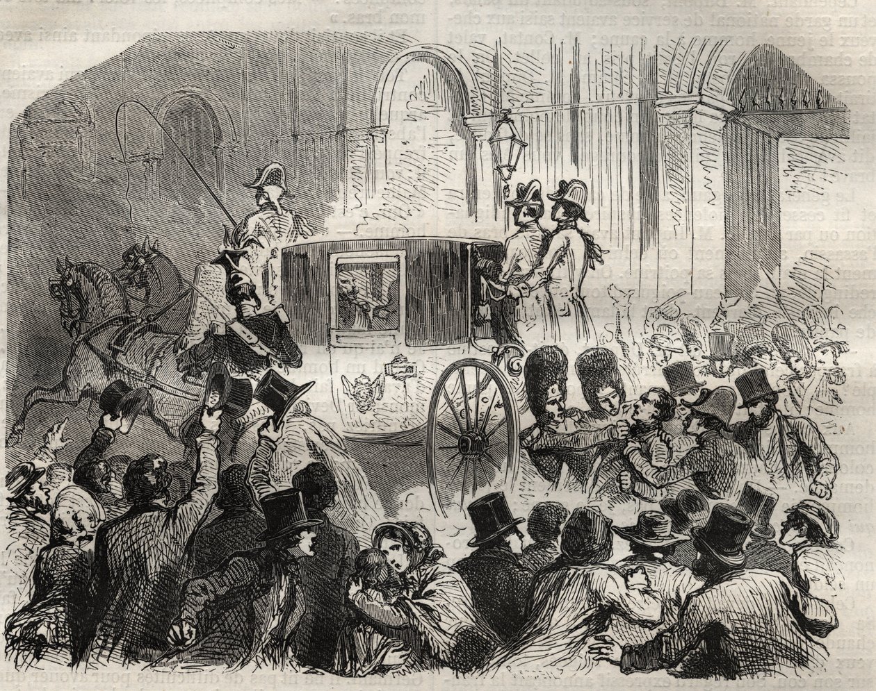 Arrestasjon av Louis Alibaud etter hans attentatforsøk på Louis-Philippe 1er (1773-1850), franskmennenes konge, 25. juni av French School