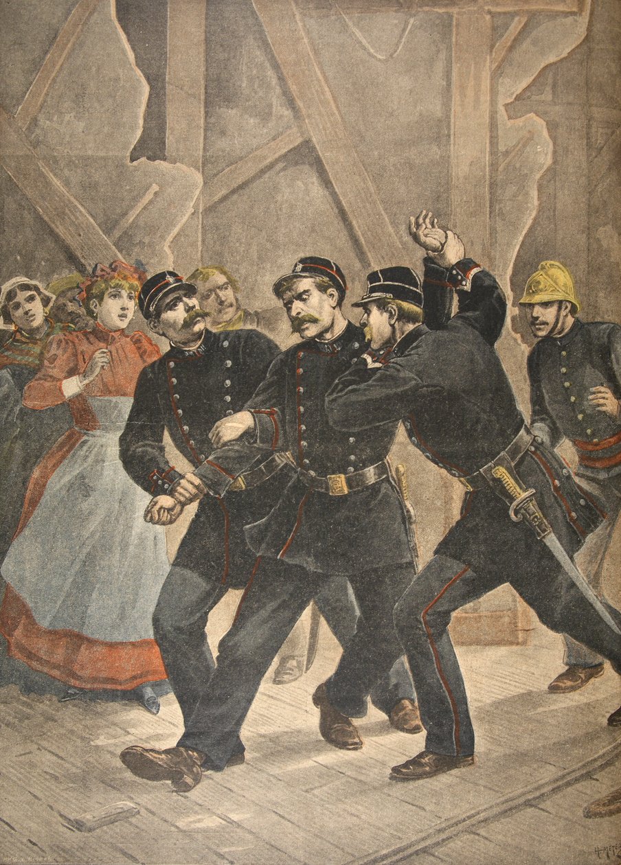 Arrestasjon av en bysergent, illustrasjon fra Le Petit Journal: Supplement illustre, 1898 av French School