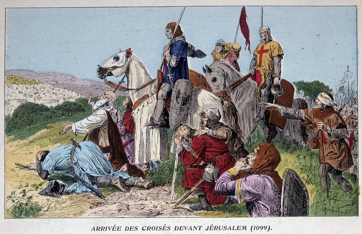 Ankomst av korsfarerne før Jerusalem (1099) av French School