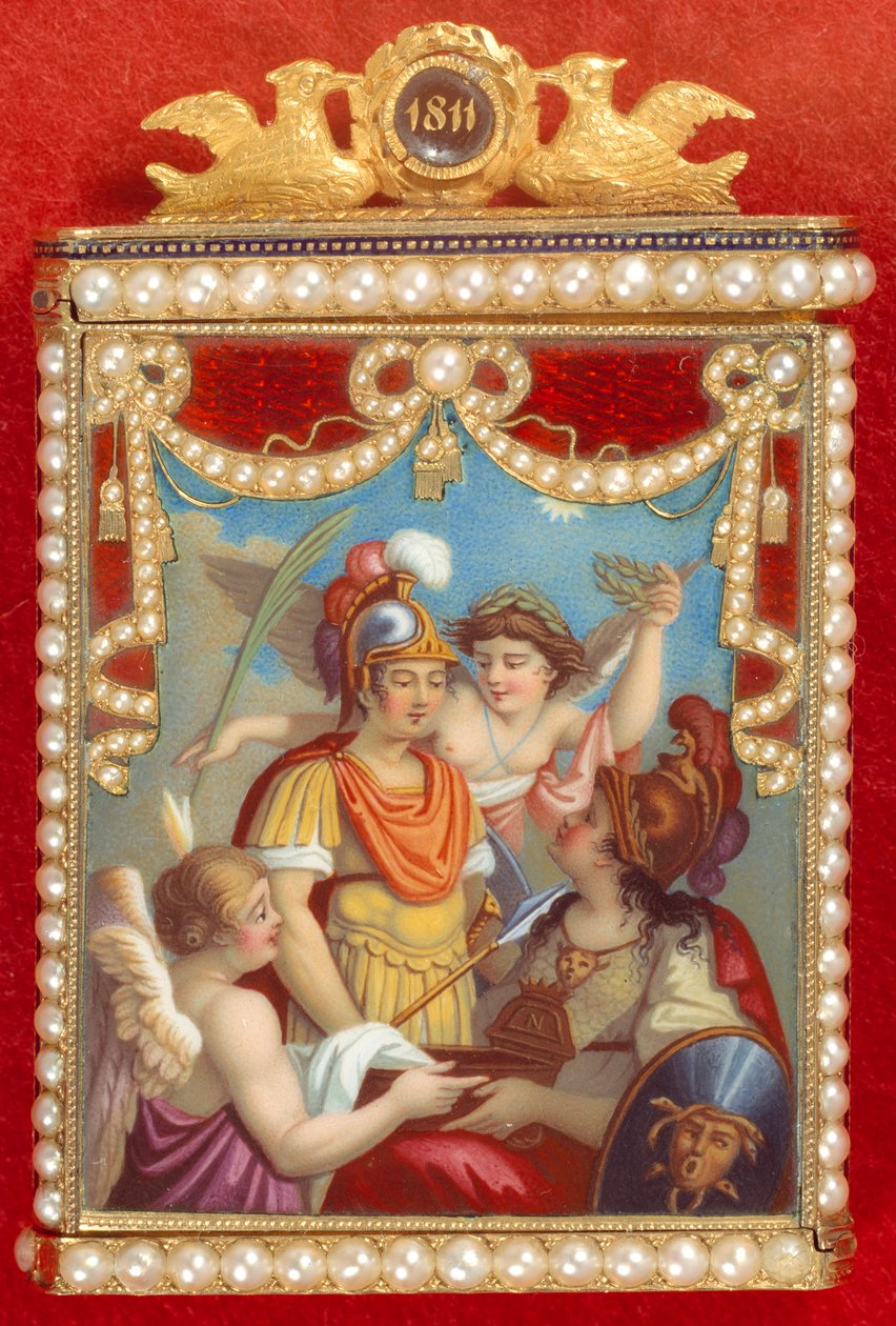 Art France: notatbok i hans tilfelle med allegori ved fødselen av kongen av Roma (Napoleon II, sønn av keiser Napoleon I (1769-1821) av French School