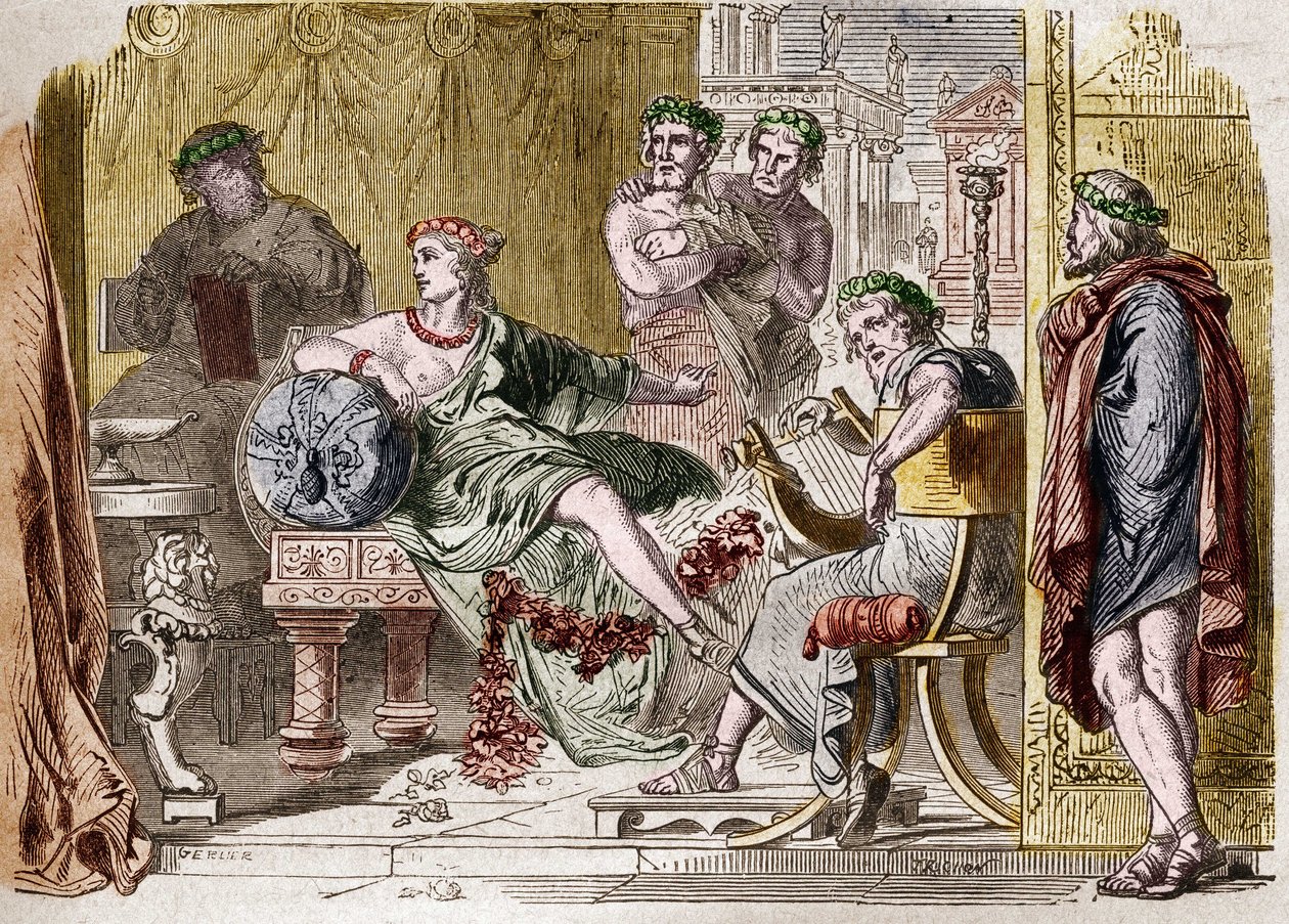 Aspasia av Miletus den greske kurtisanen fra det 5. århundre f.Kr. Gravering av French School