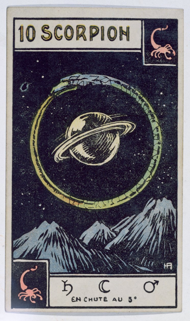 Astrologisk tarotkort som viser Skorpionen av French School