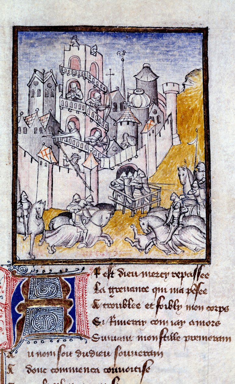 Angrep på et miniatyrslott fra "The Way of Long Study and Fortune Mutation" av Christine de Pisan (eller Pizan av French School