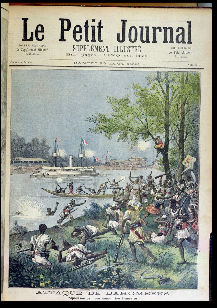 Angrep på landsbyboerne i Dahomey, fra Le Petit Journal, 20. august 1892 av French School