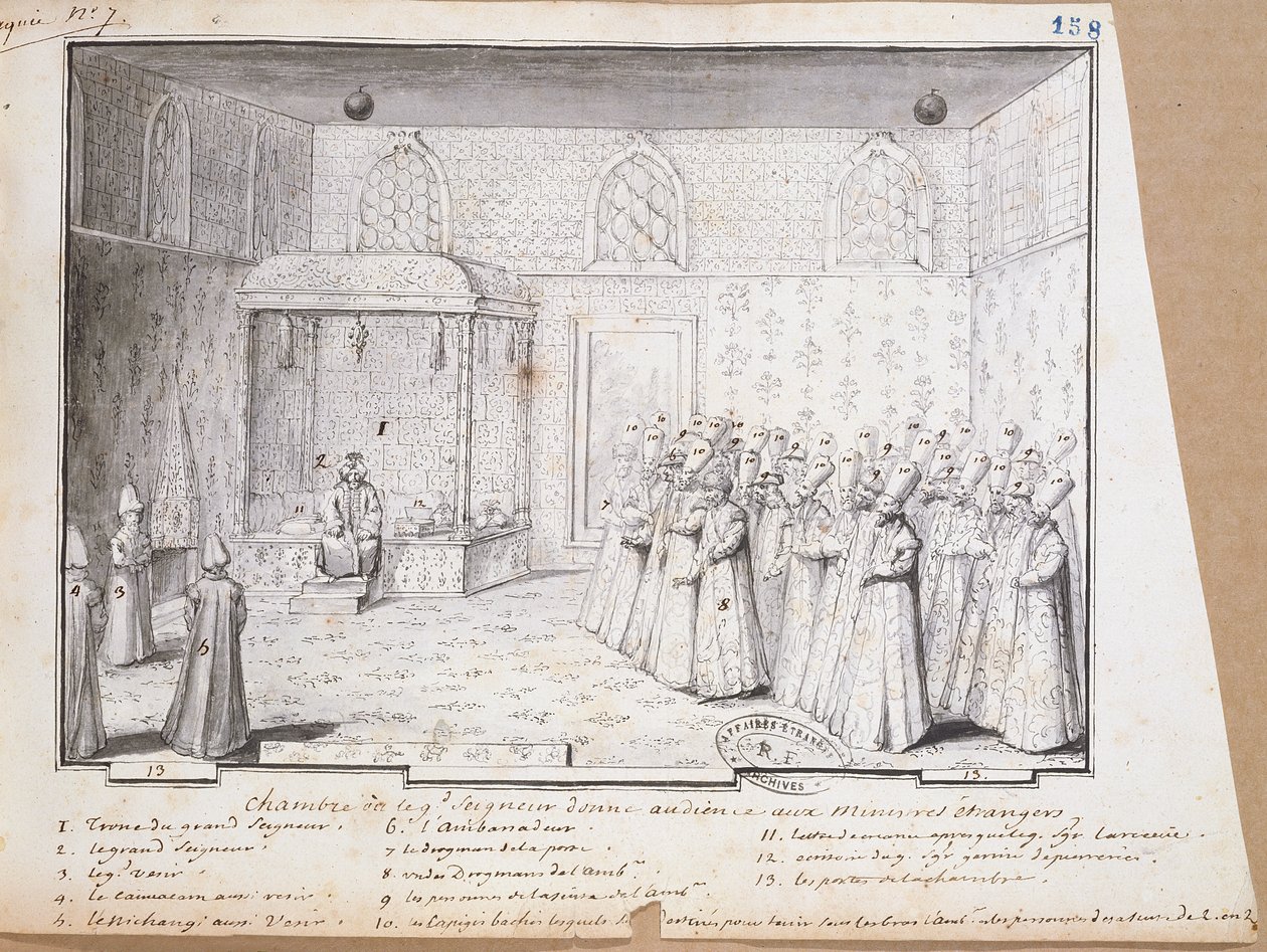 Publikumskammer til sultanen i Konstantinopel for mottak av ambassadører. 1717 av French School