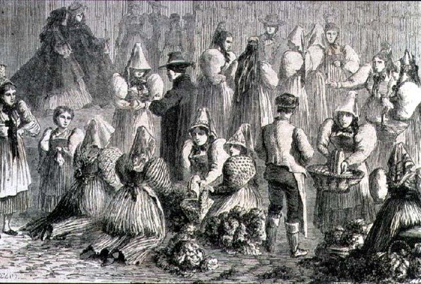 Augsburg-markedet på 1860-tallet (gravering) av French School