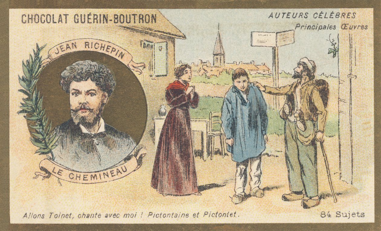 Auguste-Jules Richepin dit Jean Richepin (1849-1926), fransk poet, romanforfatter og dramatiker, forfatter av "Le chemineau", drama i fem akter (1897) av French School