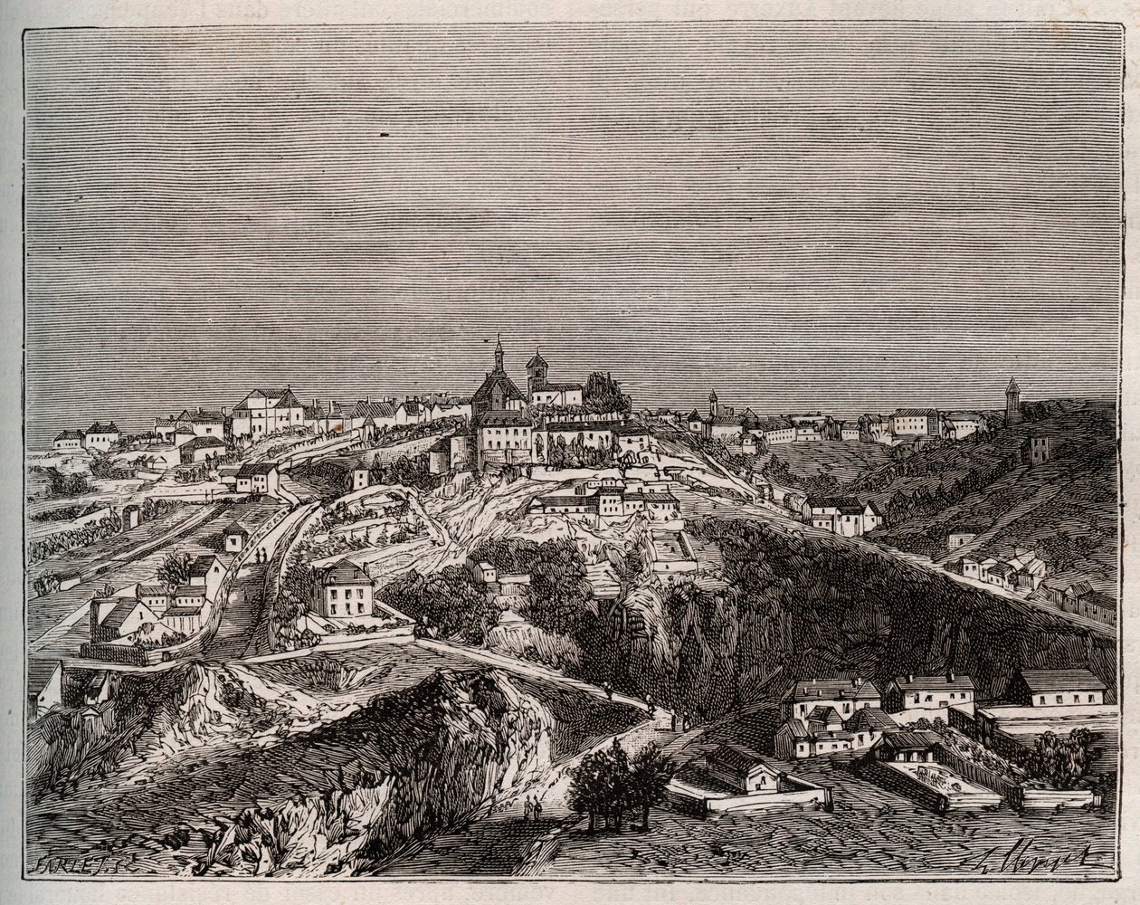 Avallon - Bourgogne-Franche-Comte - engraving in “La France illustree: geographie, histoire, administration statistique” by V.A. Malt-Brown. 1884 av French School