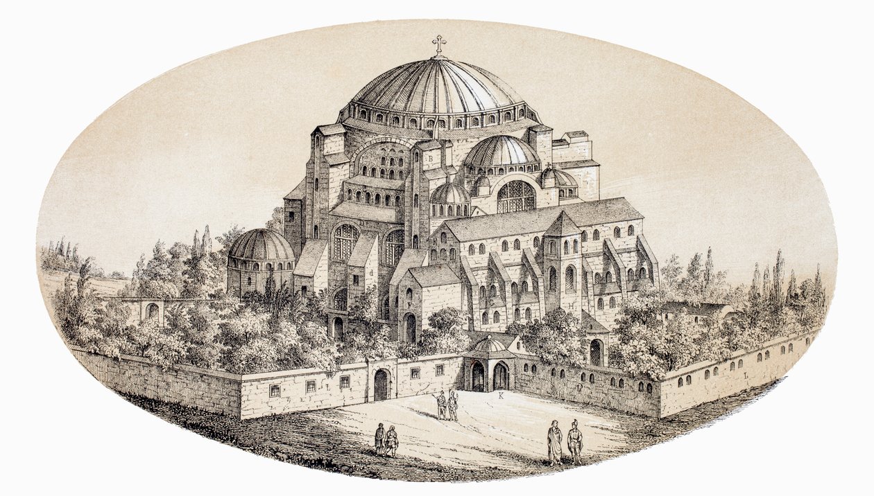 Aya Sofya Camii eller St Sophia Basilika, Istanbul, Tyrkia, etter en illustrasjon fra midten av 1800-tallet, fra L