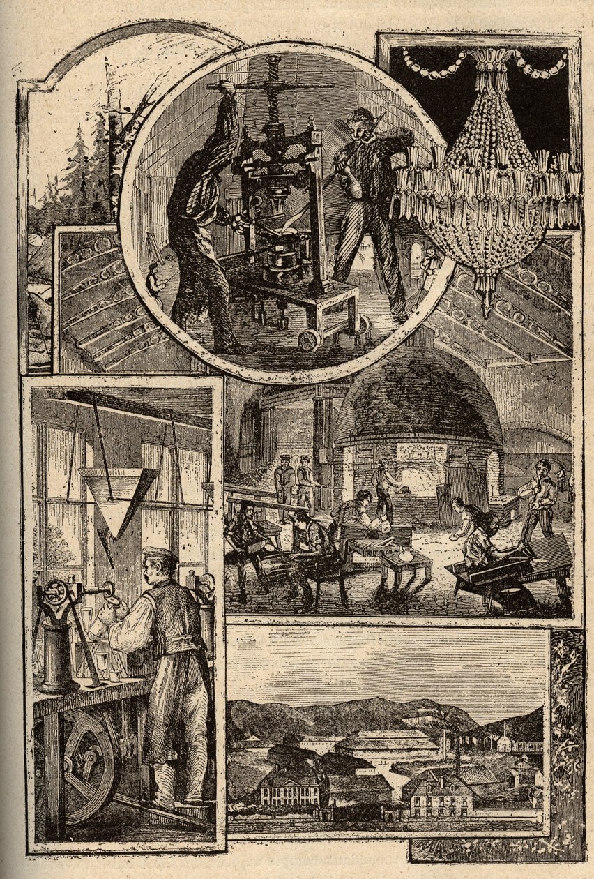 Baccarat - Crystalleries - Meurthe-et-Moselle - - engraving in “” PATRIE” - DESCRIPTION PECTUREQUIREQUE DE LA FRANCE EN 6 VOLUES BY LUCIEN HUARD - end 19th century av French School