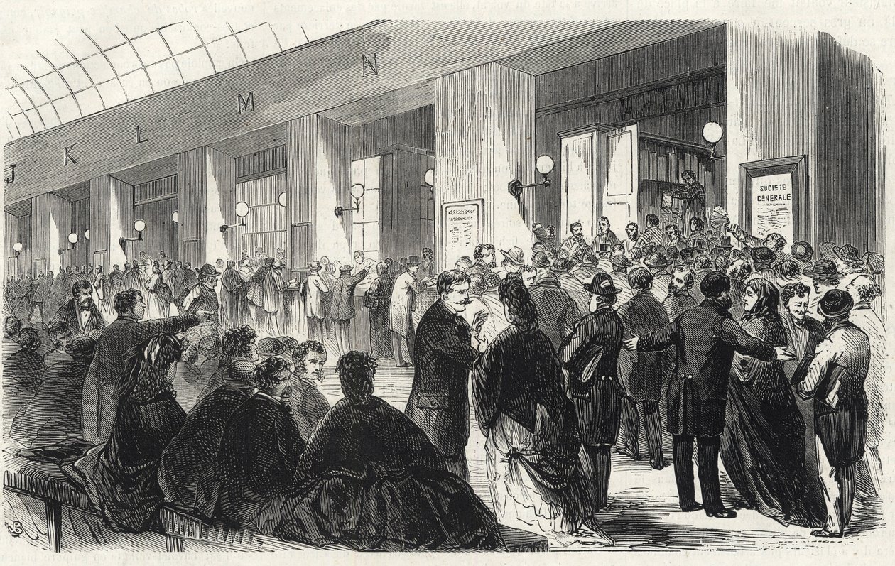 Banque - Societe Generale - utstedelse av fem og to franc - 1871 av French School