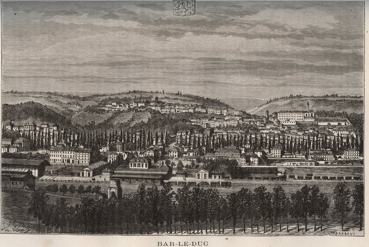 Bar-le-Duc (Bar le Duc) - avdeling av Meuse - gravering i "La France illustree: geografi, historie, statistisk administrasjon" av VA Malt-Brown. 1884 av French School