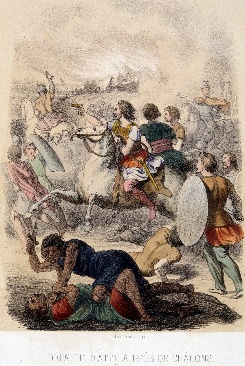 Barbarian Invations - Attilas nederlag nær Chalons av French School