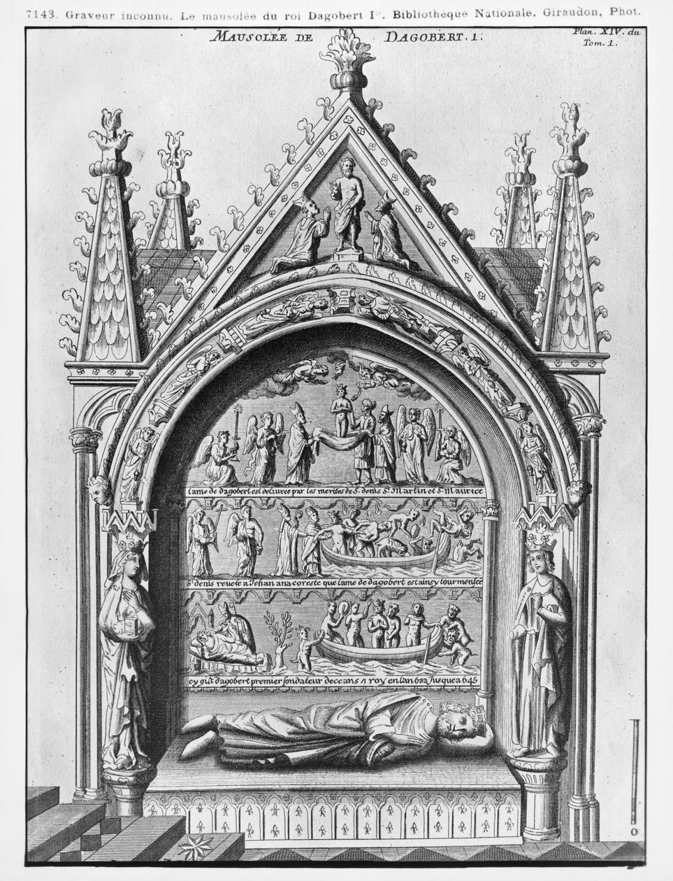 Basilica Saint-Denis, Mausoleum of Dagobert I (605-39) Frankenes konge, restaurert av Adolphe Victor Geoffrey-Dechaume (1816-92) i 1862 av French School