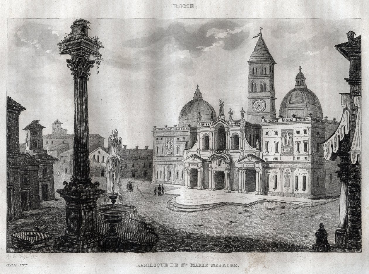 Basilica di Santa Maria Maggiore - Roma - Basilica di Santa Maria Maggiore (Basilica di Santa Maria Maggiore) Roma - Gravering fra "" Pittoreske Italia "" - Historisk og beskrivende maleri av Italia "" av M. de Norvins, Ch. Nodier 1834- 1836. av French School